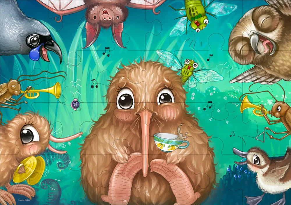 Kuwi the Kiwi - Kuwi's Rowdy Crowd Floor Puzzle