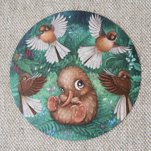 Kuwi the Kiwi - Fantail Flutter Round Puzzle