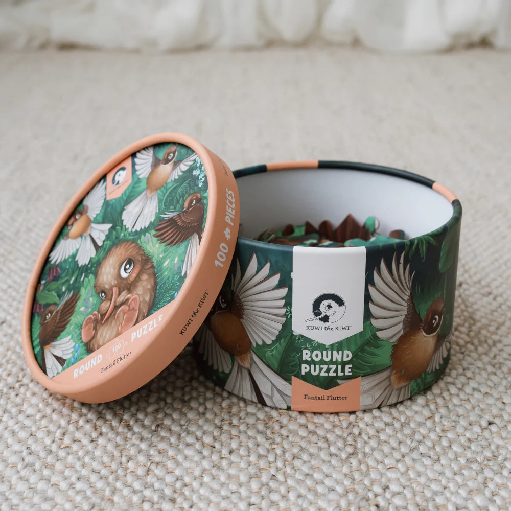 Kuwi the Kiwi - Fantail Flutter Round Puzzle