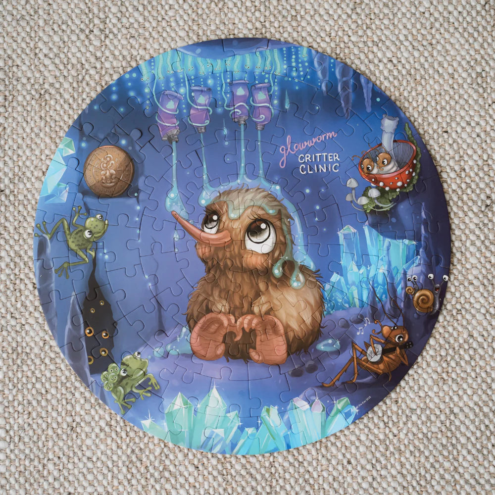 Kuwi the Kiwi - Glowworm Glitter Critter Round Puzzle